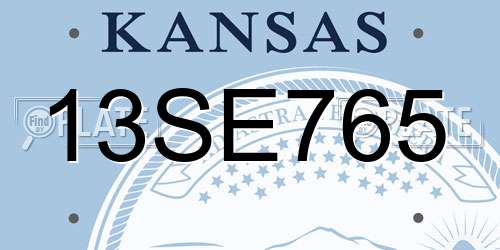 13SE765 Kansas License Plate