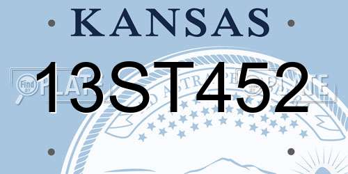 13ST452 Kansas License Plate