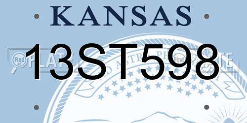 13ST598 Kansas License Plate