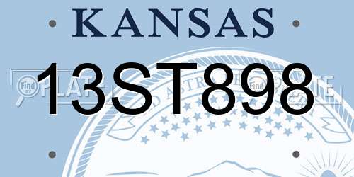 13ST898 Kansas License Plate