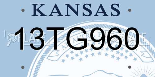 13TG960 Kansas License Plate