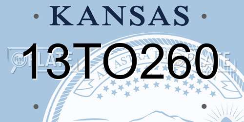 13TO260 Kansas License Plate
