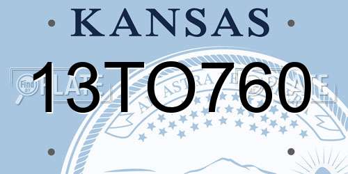 13TO760 Kansas License Plate