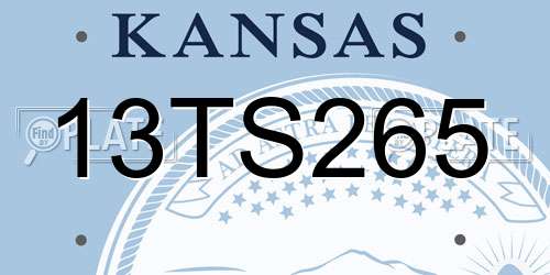 13TS265 Kansas License Plate