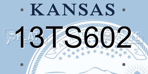 13TS602 Kansas License Plate