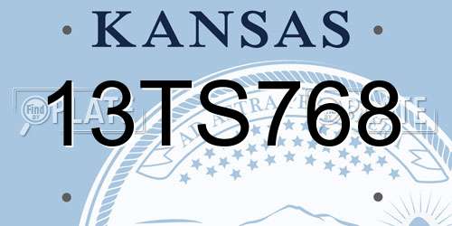 13TS768 Kansas License Plate