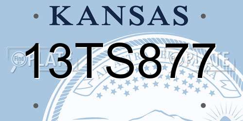 13TS877 Kansas License Plate