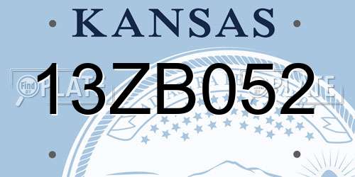 13ZB052 Kansas License Plate