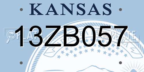13ZB057 Kansas License Plate