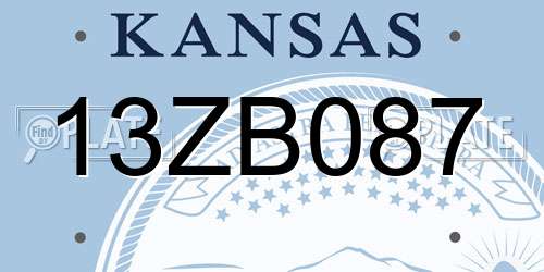 13ZB087 Kansas License Plate