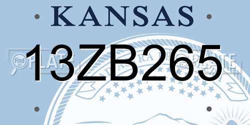 13ZB265 Kansas License Plate