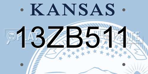 13ZB511 Kansas License Plate