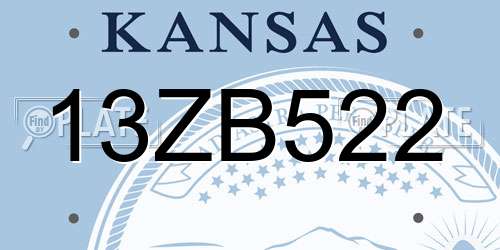 13ZB522 Kansas License Plate