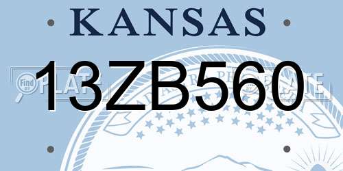 13ZB560 Kansas License Plate
