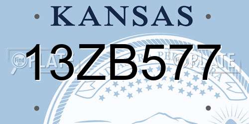 13ZB577 Kansas License Plate