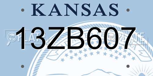 13ZB607 Kansas License Plate