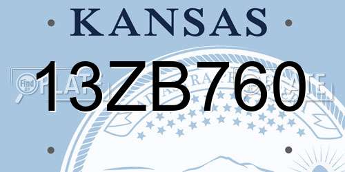 13ZB760 Kansas License Plate
