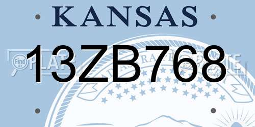 13ZB768 Kansas License Plate