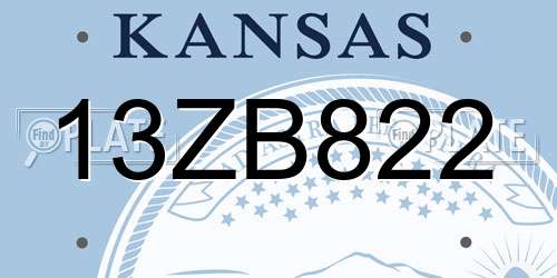 13ZB822 Kansas License Plate