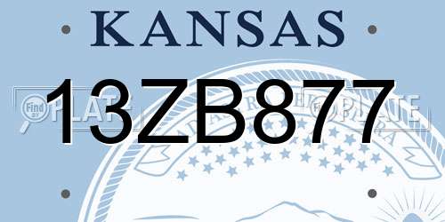13ZB877 Kansas License Plate