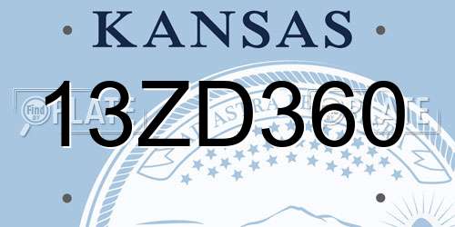 13ZD360 Kansas License Plate