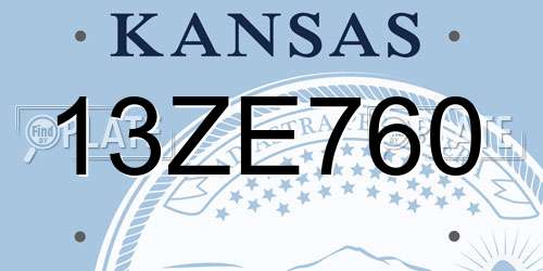 13ZE760 Kansas License Plate