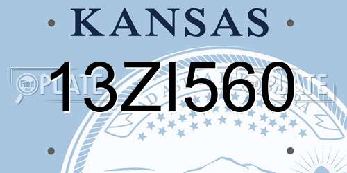 13ZI560 Kansas License Plate