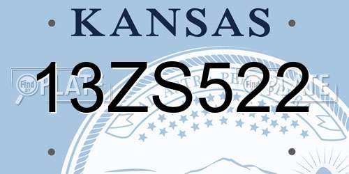 13ZS522 Kansas License Plate