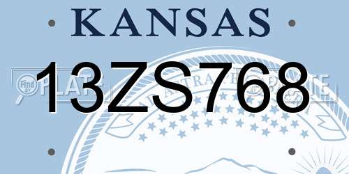 13ZS768 Kansas License Plate
