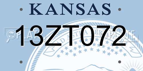 13ZT072 Kansas License Plate