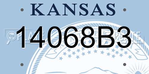 14068B3 Kansas License Plate