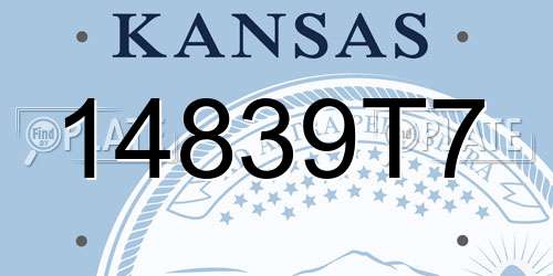 14839T7 Kansas License Plate