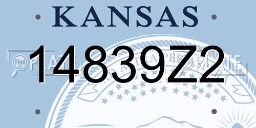 14839Z2 Kansas License Plate