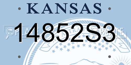 14852S3 Kansas License Plate