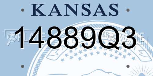 14889Q3 Kansas License Plate