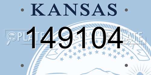 149104 Kansas License Plate