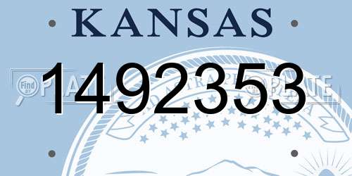 1492353 Kansas License Plate