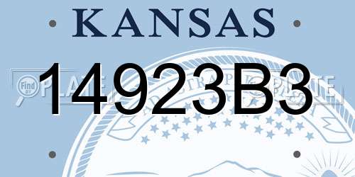 14923B3 Kansas License Plate