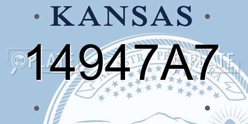 14947A7 Kansas License Plate