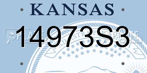 14973S3 Kansas License Plate