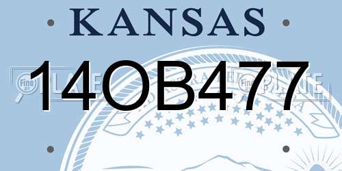 14OB477 Kansas License Plate