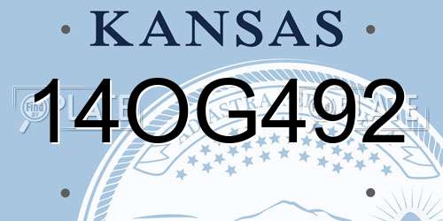 14OG492 Kansas License Plate