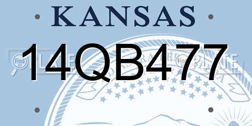 14QB477 Kansas License Plate