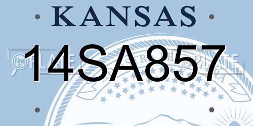 14SA857 Kansas License Plate