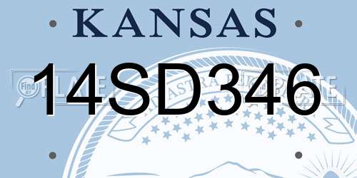 14SD346 Kansas License Plate