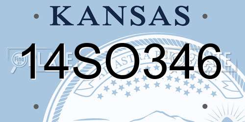 14SO346 Kansas License Plate