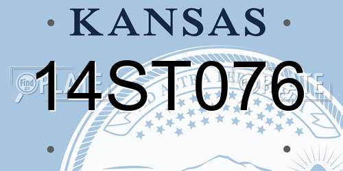 14ST076 Kansas License Plate