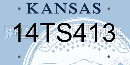 14TS413 Kansas License Plate
