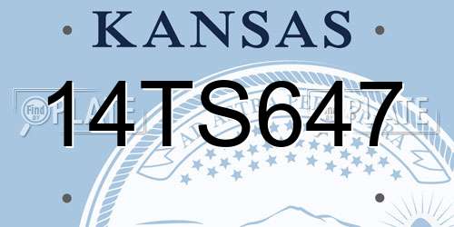 14TS647 Kansas License Plate