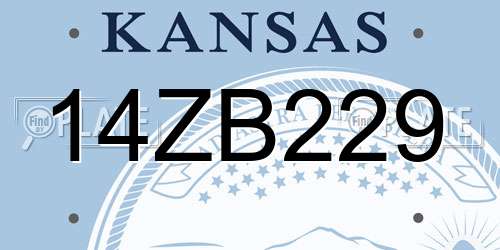 14ZB229 Kansas License Plate